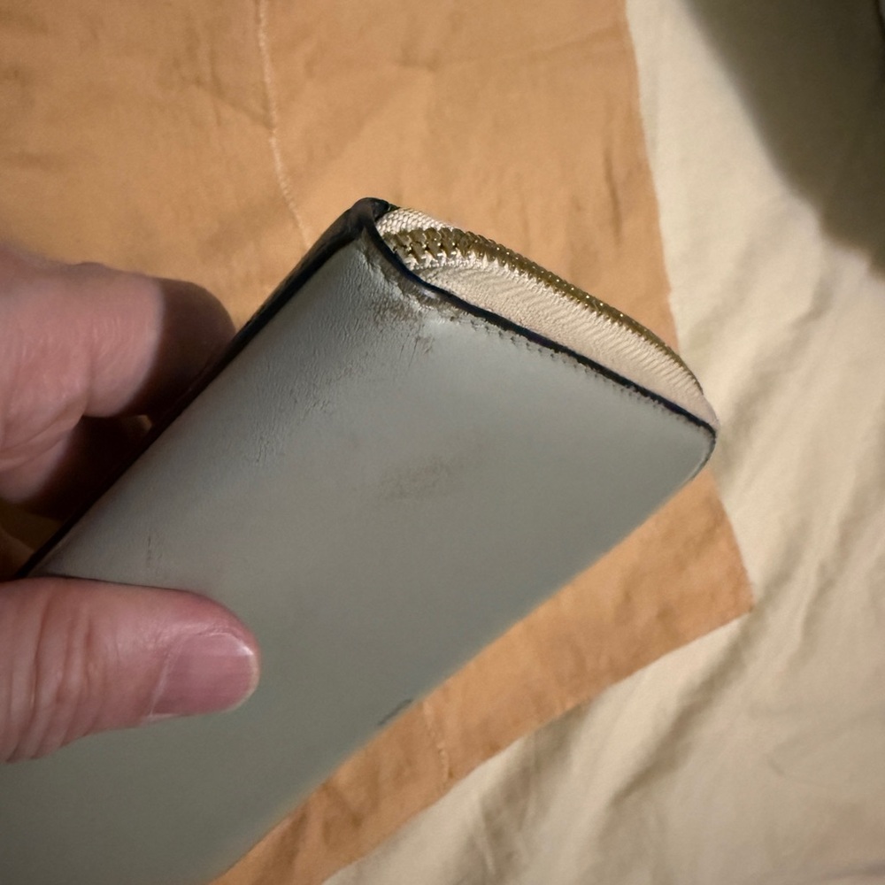 Chloe Light Gray and dark Navy Leather long Wallet - Picture 13 of 13